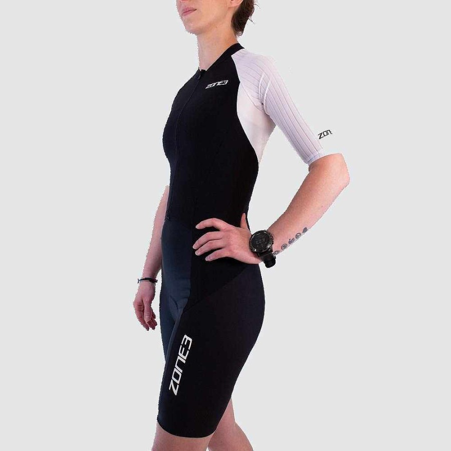 Dames Zone3 Tripakken | Lava Lange Afstand Trisuit Met Volledige Ritssluiting En Korte Mouwen